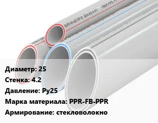 Труба полипропиленовая 25 s=4.2 Ру25 PPR-FB-PPR стекловолокно